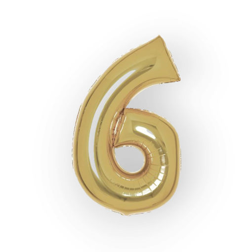 Picture of FOIL BALLOON NUMBER 6 GOLD 34 INCH